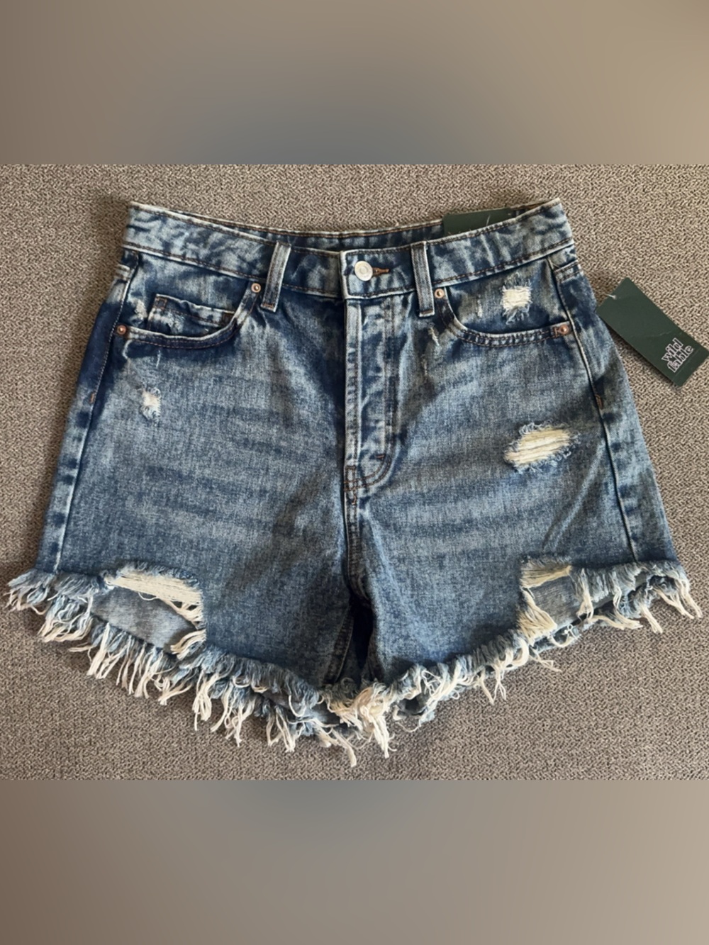 wild fable Distressed Blue Denim Jean Shorts with Frayed Hem